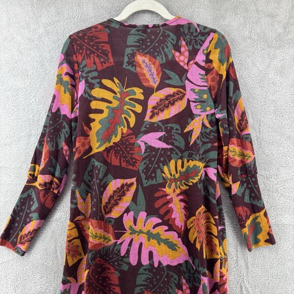 GILI Cardigan Women XXS Burgundy Floral Long Open Front Long Sleeve Boho Art - Picture 6 of 13